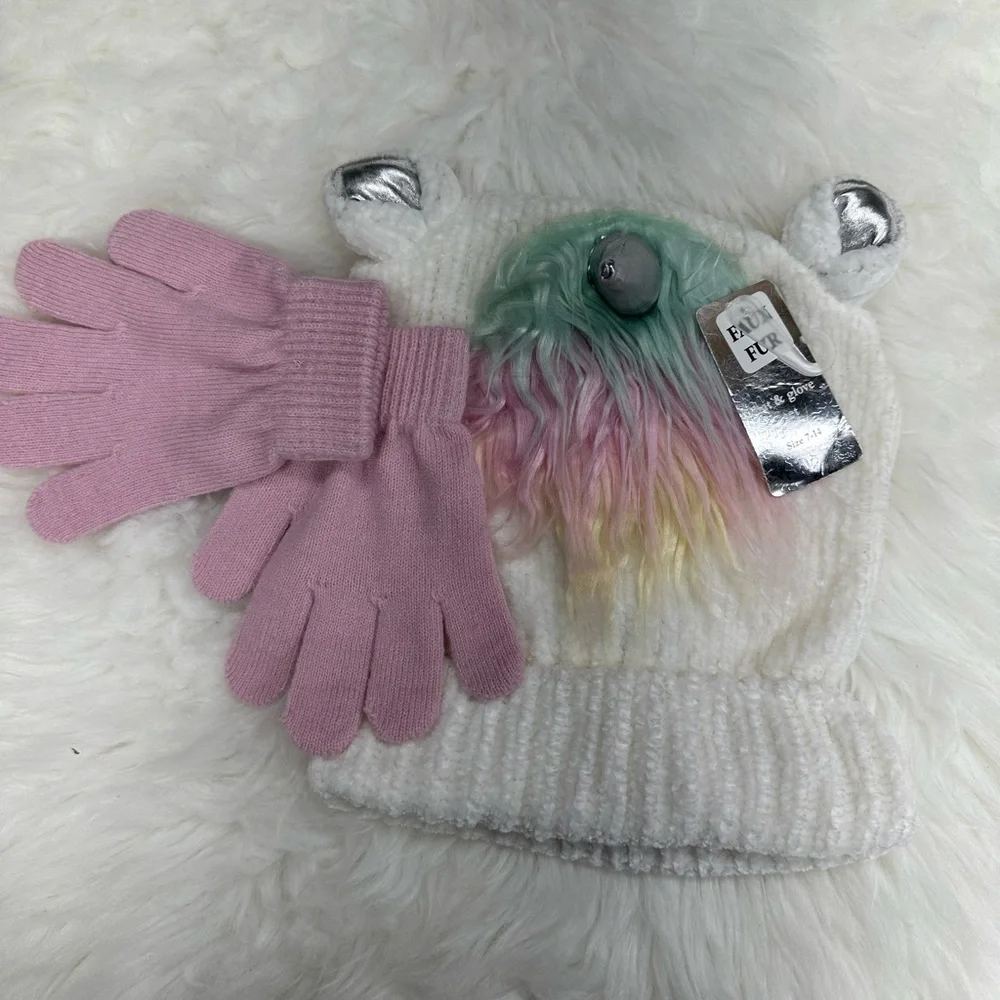 New Winter Hat & Gloves Set- Girls